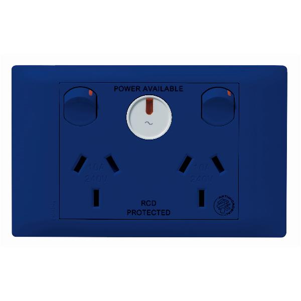 Legrand HPM E-COM 10A DOUBLE PPT PWA CH & ANTI MIC RES RCD P ENG BLUE