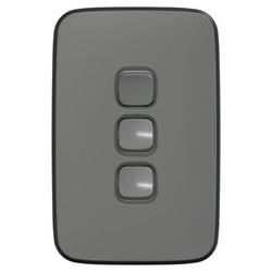Iconic Essence Switch Vert 3G 20A 230/240V Ash Grey