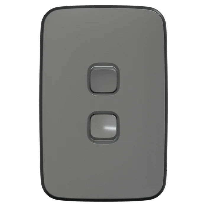 Iconic Essence Switch Vert 2G 20A 230/240V Ash Grey