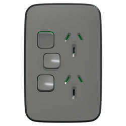 Iconic Socket Sw Vert Twin with Extra SW Ash Grey