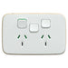 Iconic Socket Sw Horiz Twin with Extra SW Arctic White