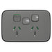 Iconic Socket Sw Horiz Twin with Extra SW Ash Grey