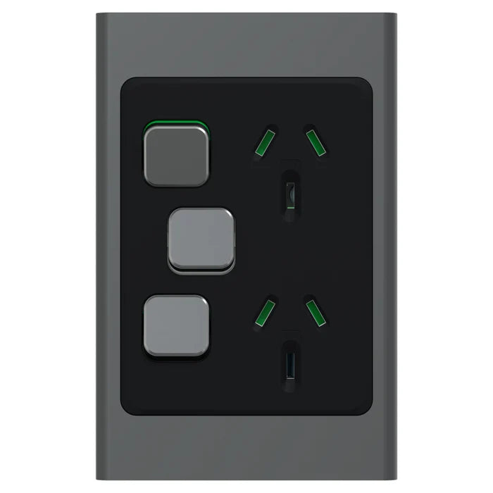 Iconic Socket Sw Vert Twin with Extra SW Silver Shadow — Scott Electrical