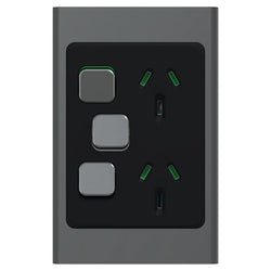 Iconic Socket Sw Vert Twin with Extra SW Silver Shadow