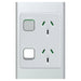 Iconic Socket Sw Vert Twin 10A 230/240V Silver