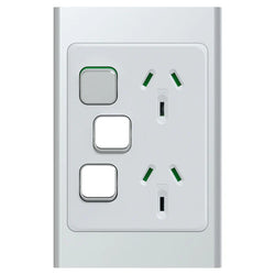 Iconic Socket Sw Vert Twin with Extra SW Silver
