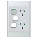 Iconic Socket Sw Vert Twin with Extra SW Silver