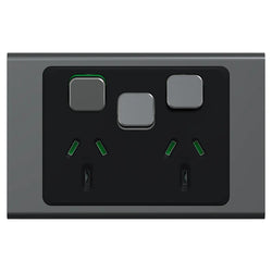 Iconic Socket Sw Horiz Twin with Extra SW Silver Shadow