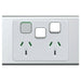Iconic Socket Sw Horiz Twin with Extra SW Silver