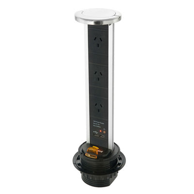 Power Socket Bench BRILLIANT POWERPOLE BENCHTOP POWER 3SOCKET+USB SNK — Scott Electrical