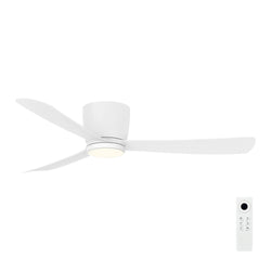 Brilliant 52" Hugger Costa 3-Blade Low Profile DC Ceiling Fan with LED Light - White