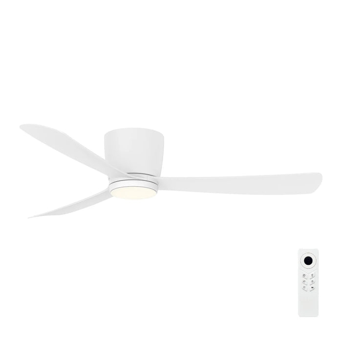 Brilliant 52" Hugger Costa 3-Blade Low Profile DC Ceiling Fan with LED Light - White