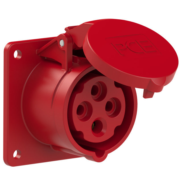 Emptec Socket 16Amp 4pole IP44 6h Panel Flanged Straight