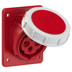 Emptec Socket 16Amp 4pole IP44 6h Panel Flanged Sloping