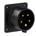 Emptec Plug 16Amp 5pole IP44 6h Black Panel Flanged Straight