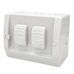Zephyr Switch - Double Grey 10amp Waterproof IP53