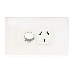 Tradesave Sleek Single 15A Horizontal Power Point. Removable Cover. Flame Resistant. Matt Black