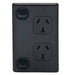 Tradesave Sleek Double 10A Vertical Power Point. Removable Cover. Flame Resistant. Matt Black