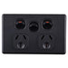 Tradesave Sleek Double 10A Power Point with Extra 16A Switch. Removable Cover. Matt Black