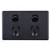 Tradesave Sleek Double 10A Horizontal Power Point. Removable Cover. Flame Resistant. Matt Black
