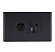 Tradesave Sleek Single 10A Horizontal Power Point. Removable Cover. Flame Resistant. Matt Black