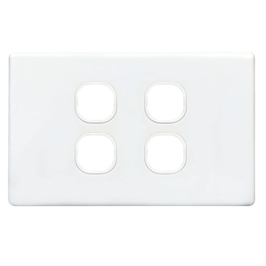 Tradesave Sleek 4 Gang Switch Plate ONLY Accepts all Tradesave Mechs Flame Resistant. Matt Black