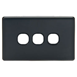 Tradesave Sleek 3 Gang Switch Plate ONLY Accepts all Tradesave Mechs Flame Resistant. Matt Black