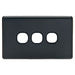 Tradesave Sleek 3 Gang Switch Plate ONLY Accepts all Tradesave Mechs Flame Resistant. Matt Black