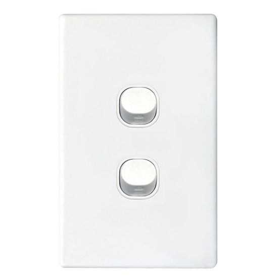 Tradesave Sleek 16A 2-Way Vertical 2 Gang Switch. Flame Resistant. Matt Black