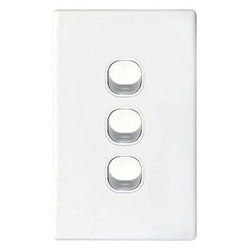 Tradesave Sleek 16A 2-Way Vertical 3 Gang Switch. Flame Resistant. Matt Black