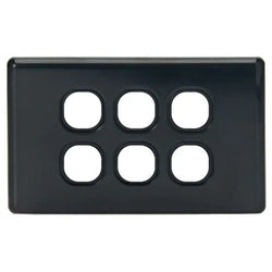 Tradesave Sleek 6 Gang Switch Plate ONLY Accepts all Tradesave Mechs Flame Resistant. Matt Black