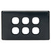 Tradesave Sleek 6 Gang Switch Plate ONLY Accepts all Tradesave Mechs Flame Resistant. Matt Black