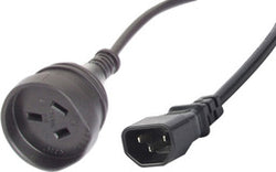 Rackpower Power Lead 10A C14 IEC Plug to 10A 3 Pin Socket on 0.3m 1mm2 Black lead