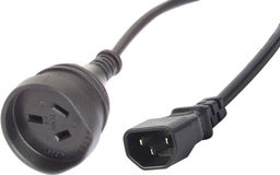 Rackpower Power Lead 10A C14 IEC Plug to 10A 3 Pin Socket on 0.3m 1mm2 Black lead