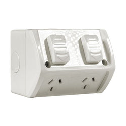 Tradesave Switched Socket 10A Waterproof Double Grey IP53