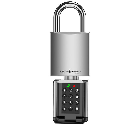 Lion Head STRONGA Padlock - Brass Body IP66 TTLock Pin Prox Fingerprint Bluetooth Anti-bumping Anti-pick 25 000 cycles of operation includes 3 x RFID FOB (2 x Lithium CR2 Battery sold separately)