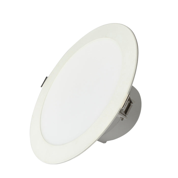 Pureled Eco Downlight with Flush Diffuser 13W CCT Selectable 3000K/4000K/5700K 1050-1210lm Triac Dimming IP54/IP20 120-130mm Cutout Built in Driver with Flex and Plug
