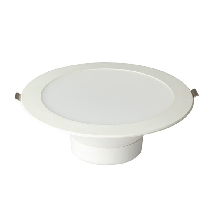 Pureled Eco Downlight with Flush Diffuser 20W CCT Selectable 3000K/4000K/5700K 1820-2200lm Triac Dimming IP54/IP20 200-210mm Cutout Built in Driver with Flex and Plug