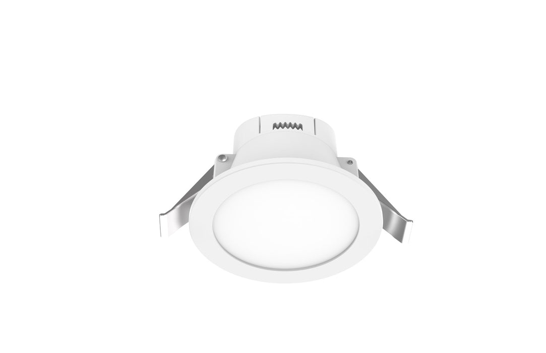 Pureled Eco Downlight with Flush Diffuser 7W CCT Selectable 3000K/4000K/5700K 550-620lm Triac Dimming IP54/IP20 70-75mm Cutout Built in Driver with Flex and Plug