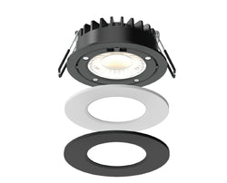 Pureled Fire Rated Downlight 12W CCT Selectable 3000K/4000K/5700K 1000-1200lm Triac Dimming IP65/IP40 90mm Cutout External Driver with Flex and Plug