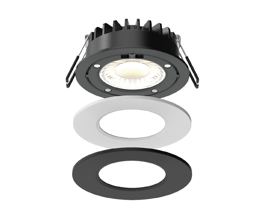 Pureled Fire Rated Downlight 12W CCT Selectable 3000K/4000K/5700K 1000-1200lm Triac Dimming IP65/IP40 90mm Cutout External Driver with Flex and Plug