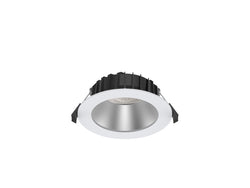 Pureled Low Glare Downlight with Silver Reflector 9W CCT Selectable 4000K/5700K CRI>90 UGR<19 1000-1200lm Triac Dimming IP54/IP40 120-130mm Cutout External Driver with Quick Connect