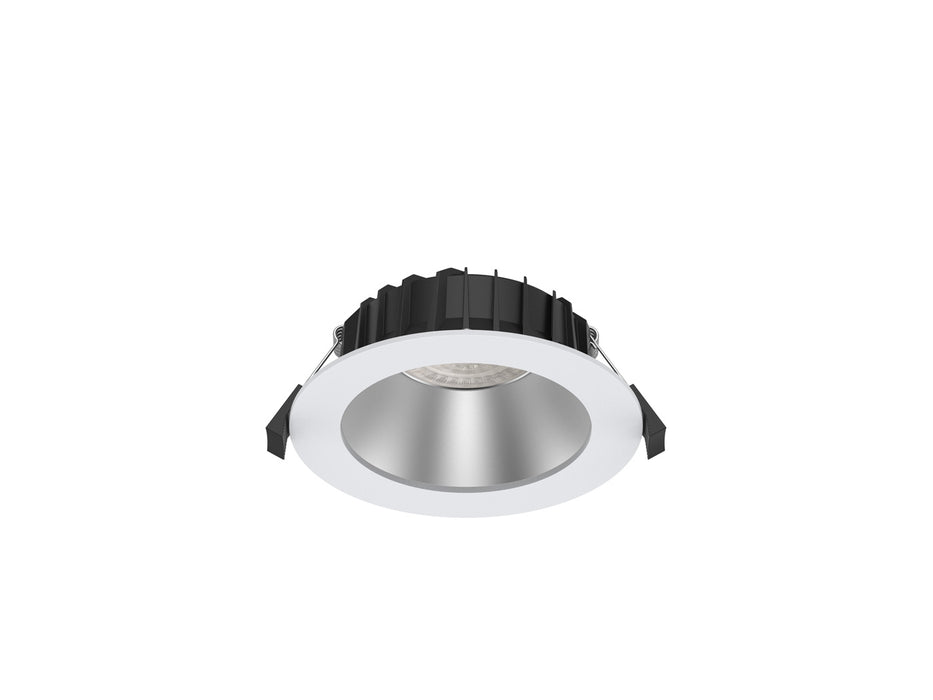 Pureled Low Glare Downlight with Silver Reflector 9W CCT Selectable 4000K/5700K CRI>90 UGR<19 1000-1200lm Triac Dimming IP54/IP40 120-130mm Cutout External Driver with Quick Connect
