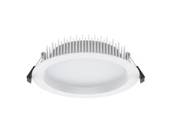 Pureled Platinum Downlight with Recessed Diffuser 18W CCT Selectable 3000K/4000K/5700K, CRI>90 1800-2000lm Triac Dimming IP54/IP20 160-170mm Cutout External Driver with Quick Connect & Flex and Plug