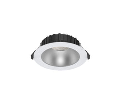 Pureled Low Glare Downlight with Silver Reflector 11W CCT Selectable 4000K/5700K CRI>90 UGR<19 1200-1500lm Triac Dimming IP54/IP40 140-150mm Cutout External Driver with Quick Connect