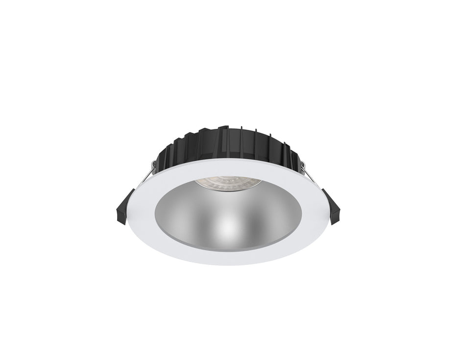 Pureled Low Glare Downlight with Silver Reflector 11W CCT Selectable 4000K/5700K CRI>90 UGR<19 1200-1500lm Triac Dimming IP54/IP40 140-150mm Cutout External Driver with Quick Connect