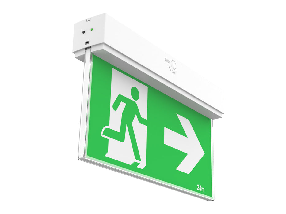 Pureled Surface Mount Exit Light 24M Double Sided 1W Maintained IP20 White Directional Signs Included