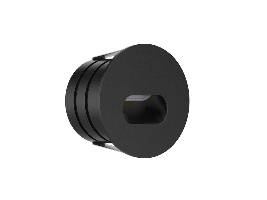 Pureled 24V Outdoor Step Light Eliptical 2W 3000K 55lm Non Dimming IP65 44mm Cutout Black