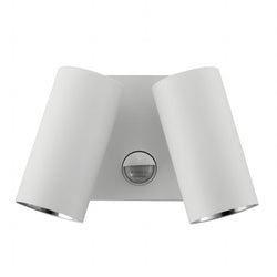 Pureled Twin Luxe Outdoor Wall Light with Sensor 16W CCT Selectable 3000K/4500K/6000K 1000lm Non Dimming IP65 White