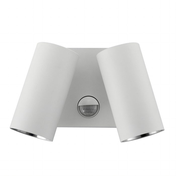 Pureled Twin Luxe Outdoor Wall Light with Sensor 16W CCT Selectable 3000K/4500K/6000K 1000lm Non Dimming IP65 White